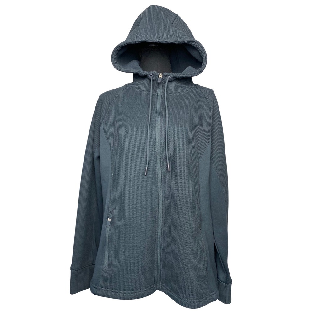 Swiss Tech Mens‎ XL Gray Full Zip Ribbed Fleece Lined Hooded Jacket Greystone